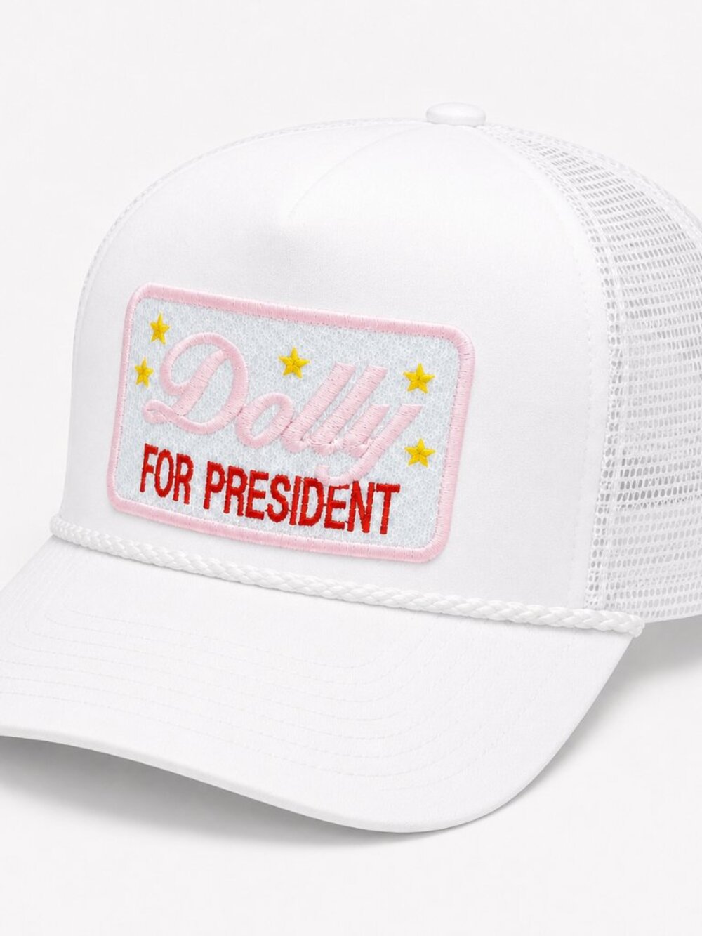 Dolly For President Patch Solid White Foam Trucker Snapback Hat Cap